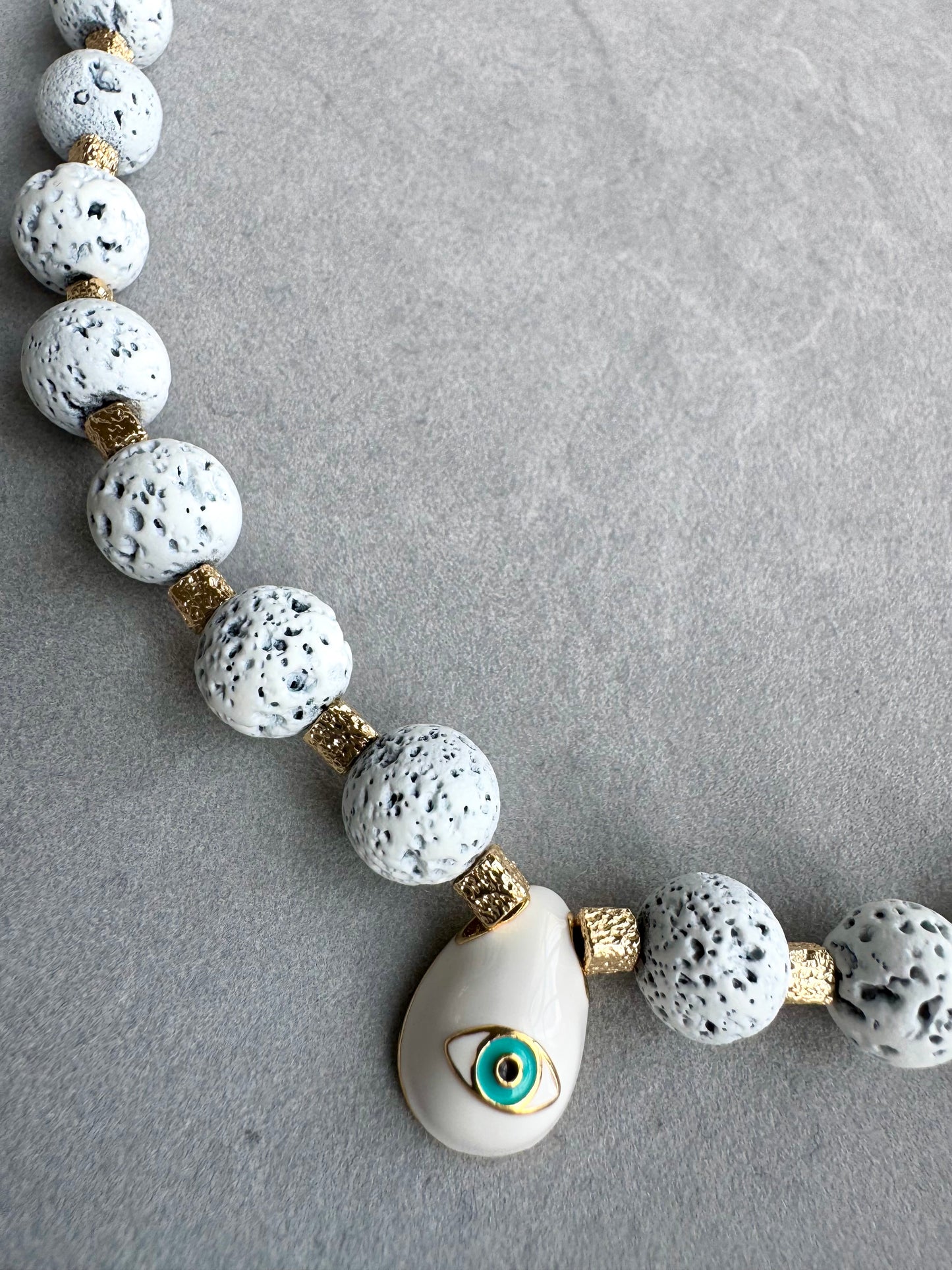 White Lava & Evil Eye Necklace