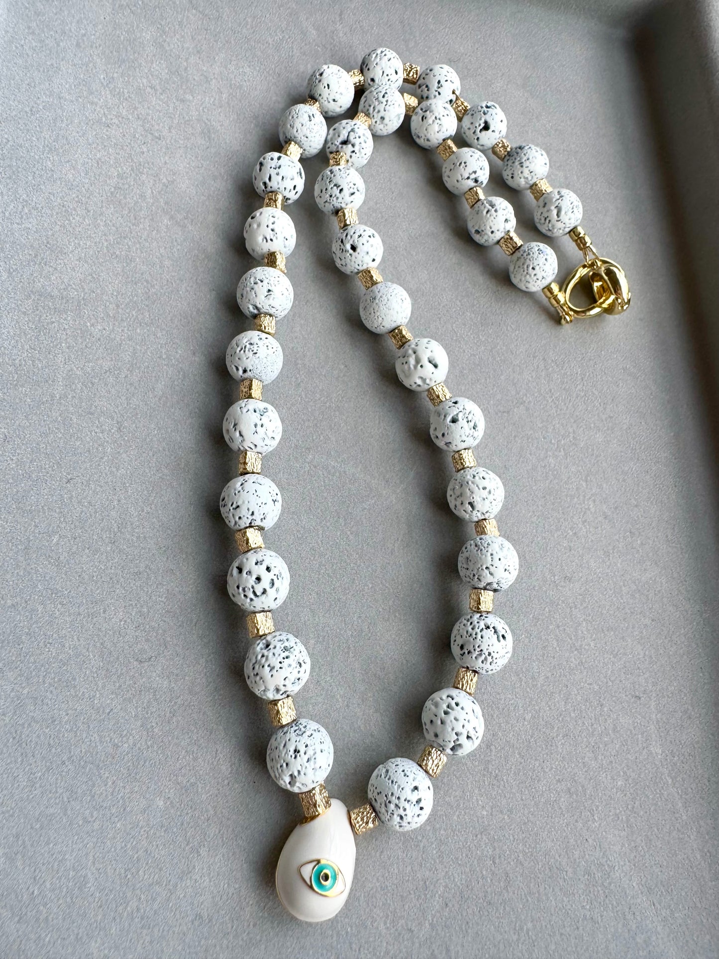 White Lava & Evil Eye Necklace