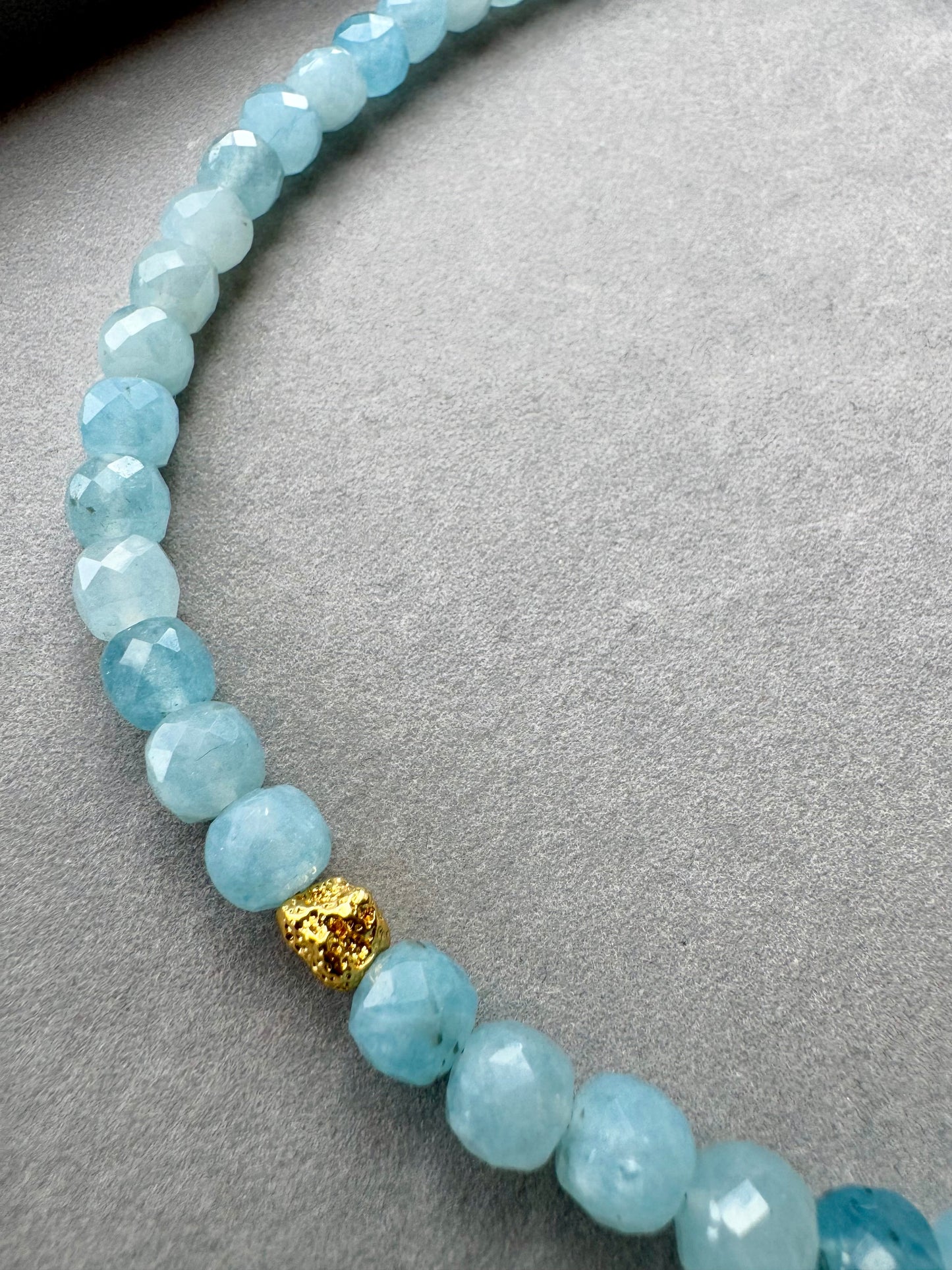 Azure Radiance- Blue Jade & Gold Accent Necklace