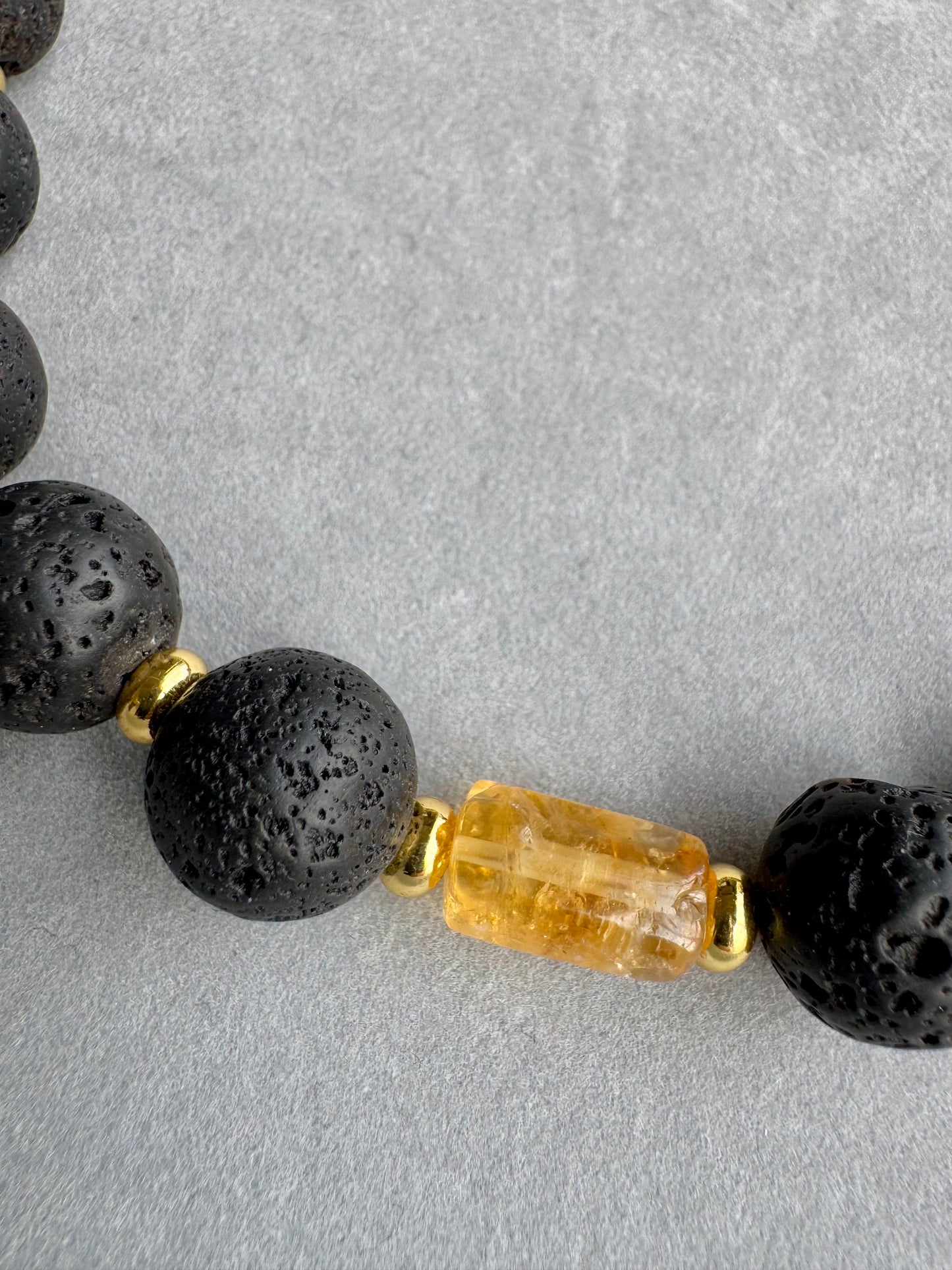 Volcanic Burst: Black Lava & Citrine Statement Necklace