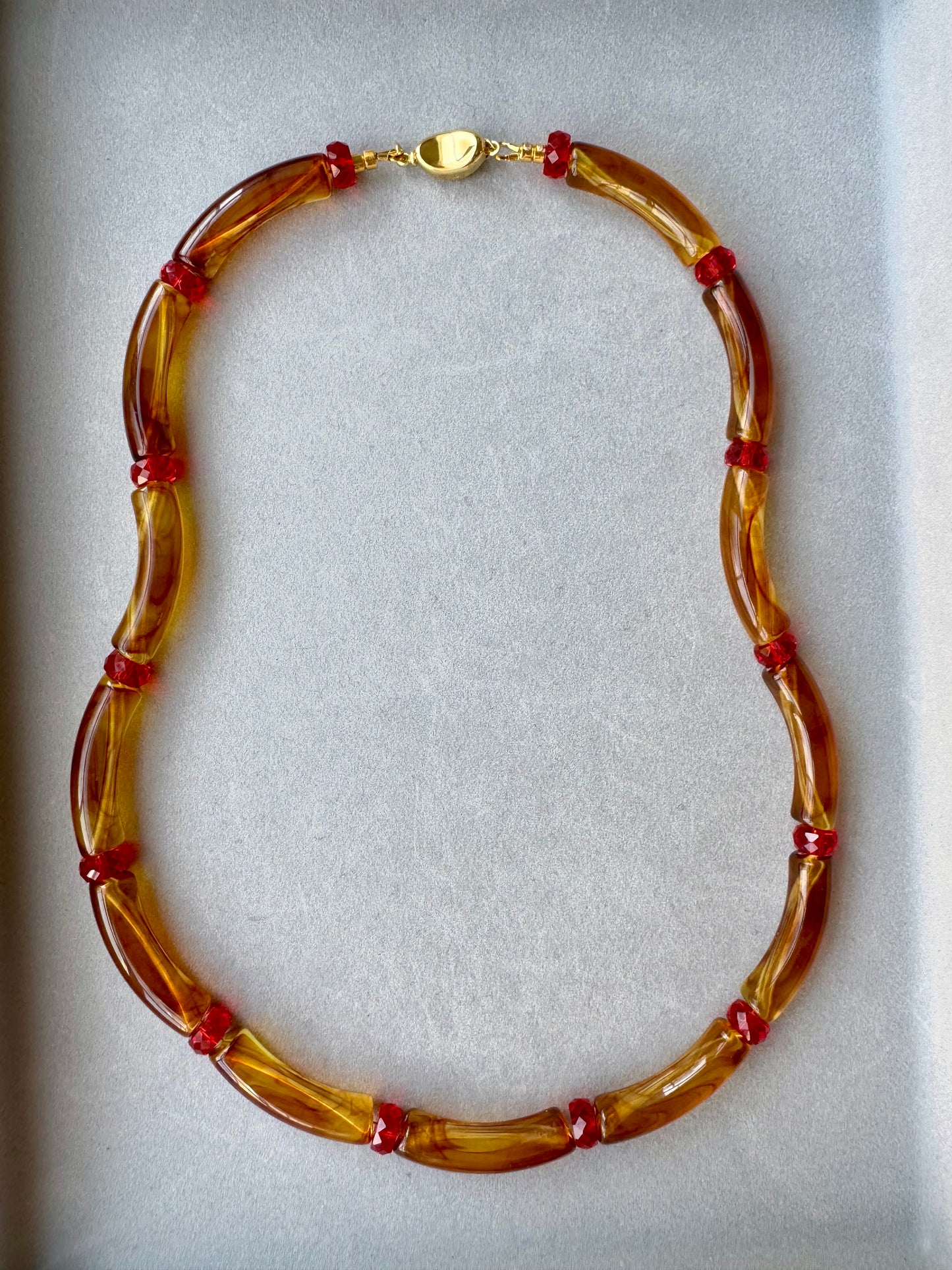 Dark Honey Color Acrylic Tubes Necklace