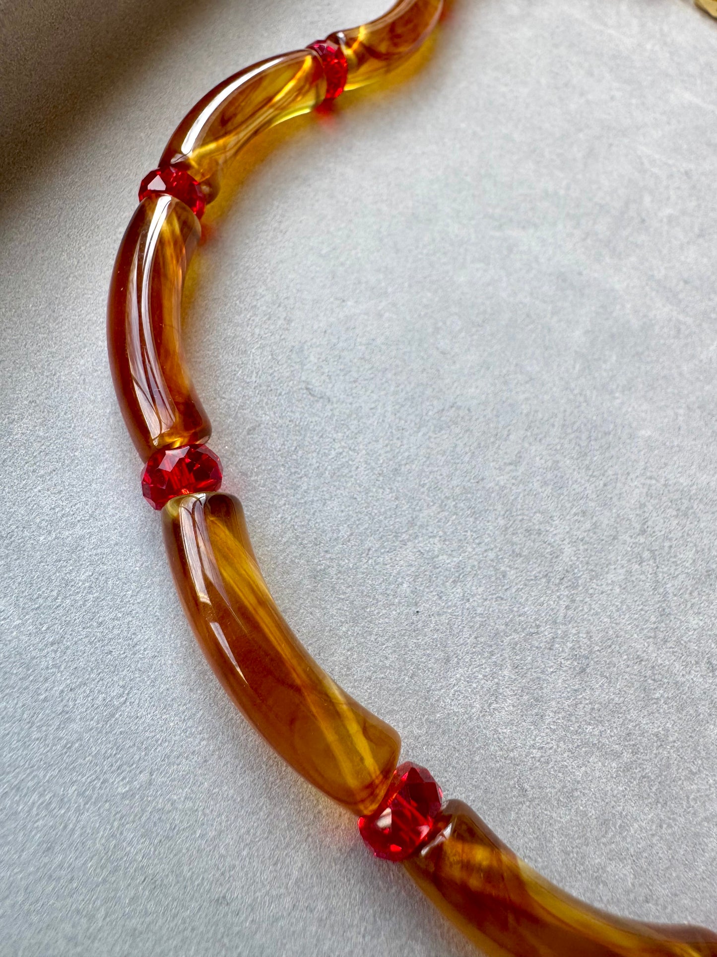 Dark Honey Color Acrylic Tubes Necklace