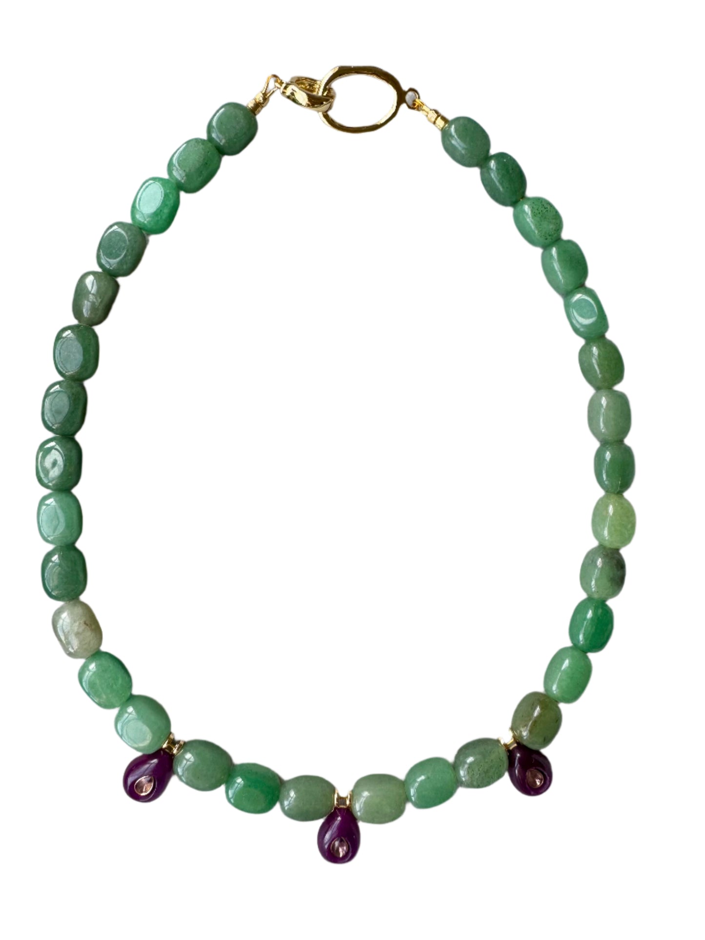 GREEN AVENTURINE OVAL NECKLACE