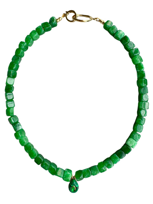 GREEN CUBE CHALCEDONY NECKLACE