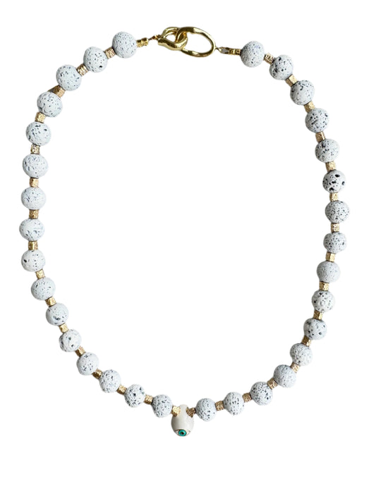 White Lava & Evil Eye Necklace