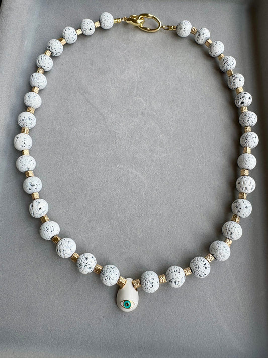 White Lava & Evil Eye Necklace